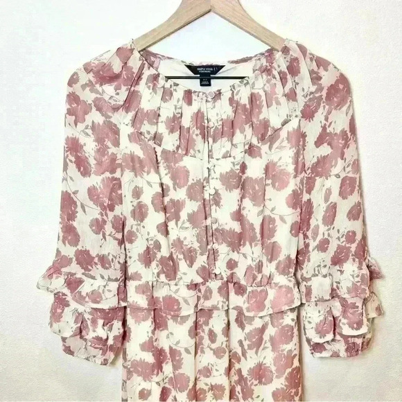 Simply Vera Vera Wang Ruffled Chiffon Drop-Waist Dress Size XS - Picture 4 of 14